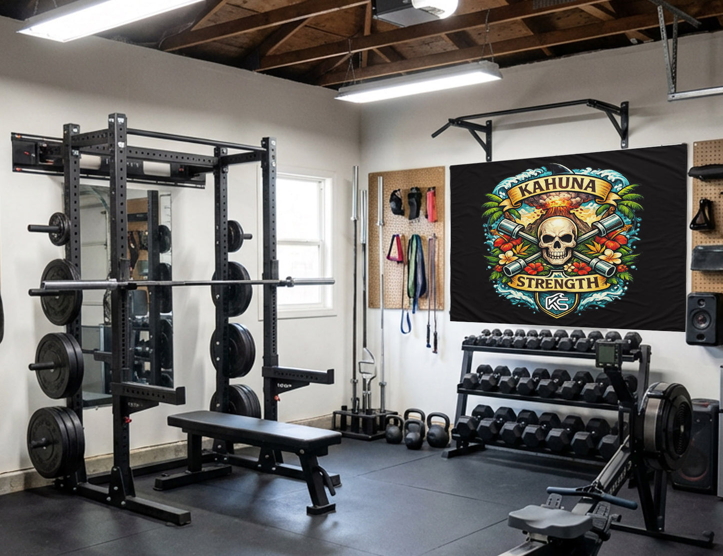 Kahuna Strength Skull & Barbells Flag