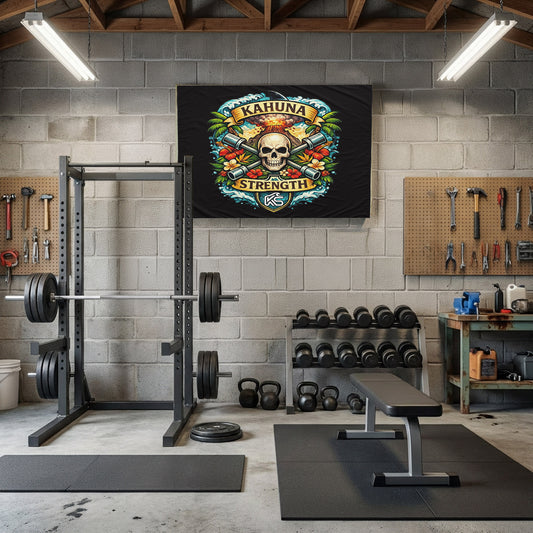 Kahuna Strength Skull & Barbells Flag