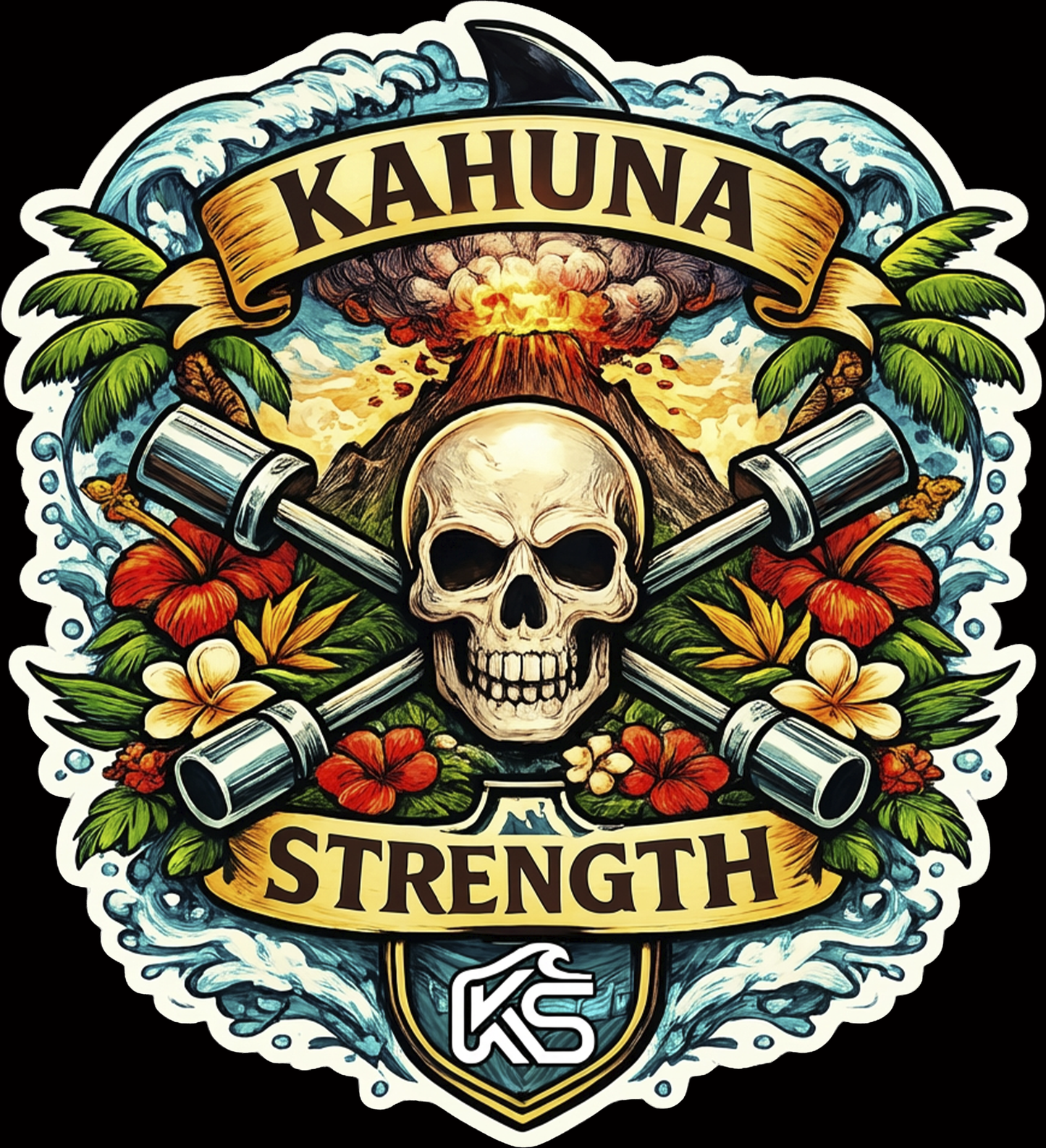 Skulls and Barbells 3" sticker